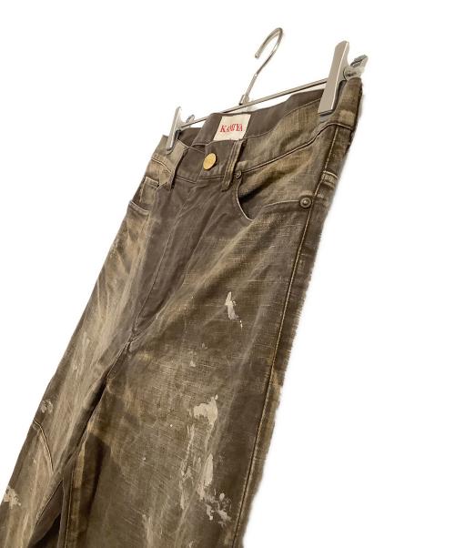 KAMIYA（カミヤ）KAMIYA (カミヤ) サージプリントパンツ ブラウン サイズ:Mの古着・服飾アイテム