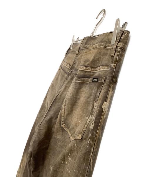 KAMIYA（カミヤ）KAMIYA (カミヤ) サージプリントパンツ ブラウン サイズ:Mの古着・服飾アイテム