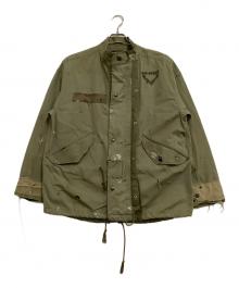 Moonage Devilment×Resurrection（ムーンエイジデビルメント×レザレクション）の古着「ダメージ加工ミリタリージャケット　LINK by EGO TRIPPING」｜カーキ