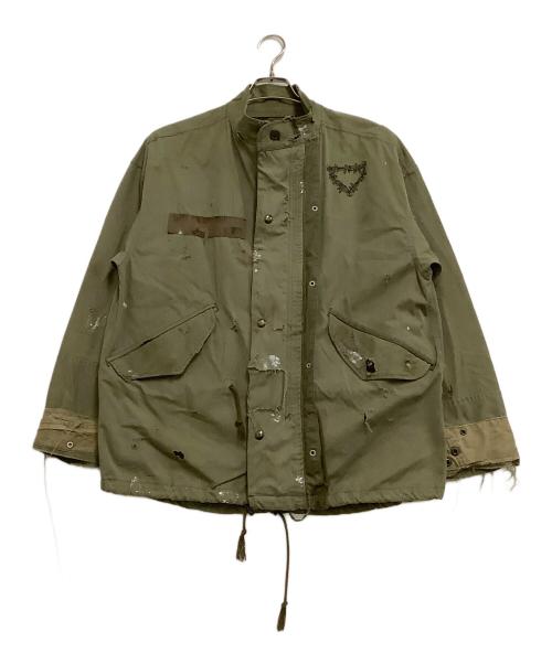 Moonage Devilment（ムーンエイジデビルメント）Moonage Devilment (ムーンエイジデビルメント) Resurrection (レザレクション) ダメージ加工ミリタリージャケット　LINK by EGO TRIPPING カーキ サイズ:46の古着・服飾アイテム