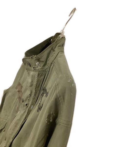 Moonage Devilment（ムーンエイジデビルメント）Moonage Devilment (ムーンエイジデビルメント) Resurrection (レザレクション) ダメージ加工ミリタリージャケット　LINK by EGO TRIPPING カーキ サイズ:46の古着・服飾アイテム