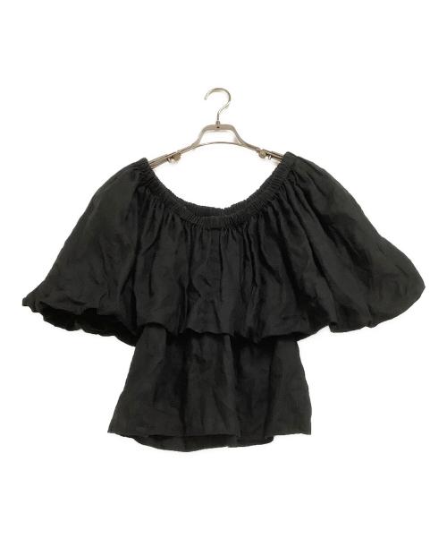 Whim Gazette（ウィムガゼット）Whim Gazette (ウィムガゼット) リネンオフショルブラウス ブラック サイズ:freeの古着・服飾アイテム