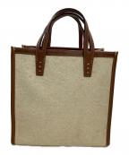 TOMORROW LAND×A VACATIONトゥモローランド×ア ヴァケーション）の古着「トートバッグ BOX スモールトートバッグ」｜ブラウン×ホワイト