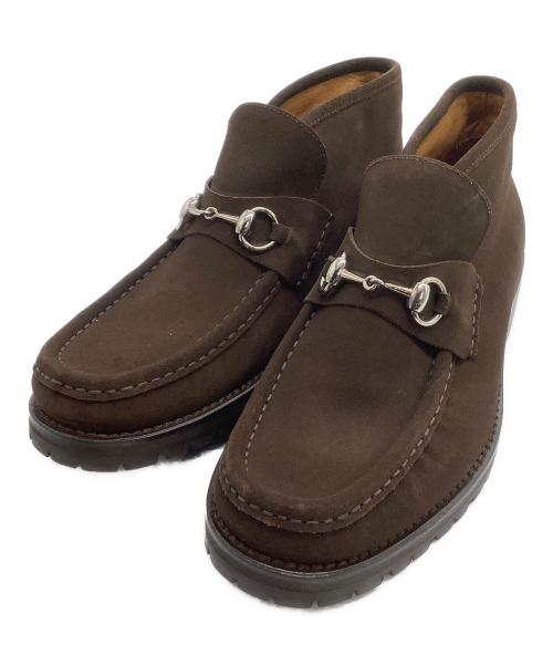 GUCCI（グッチ）GUCCI (グッチ) ホースビットチャッカーブーツ ブラウン サイズ:42 1/2の古着・服飾アイテム