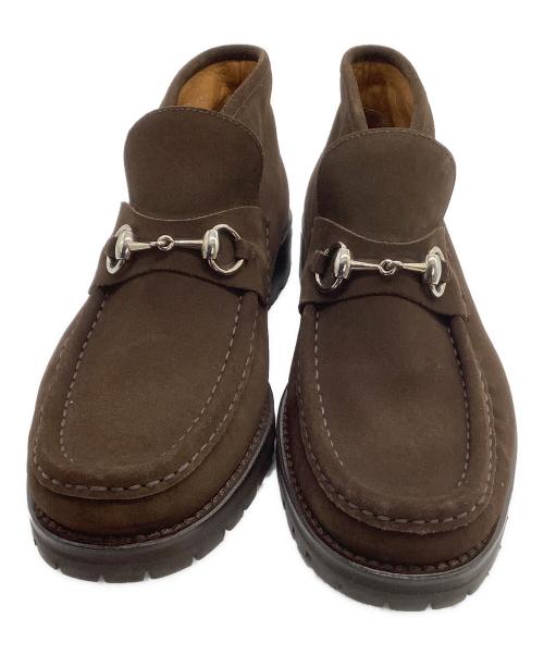 GUCCI（グッチ）GUCCI (グッチ) ホースビットチャッカーブーツ ブラウン サイズ:42 1/2の古着・服飾アイテム