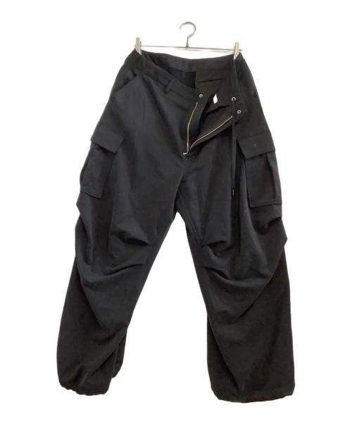 KANEMASA PHIL.（カネマサフィル）KANEMASA PHIL. (カネマサフィル) カーゴパンツ　28G Cupro Over Cargo Pants　25AW ブラック サイズ:Mの古着・服飾アイテム