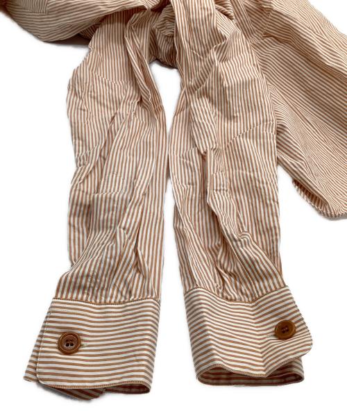 DRIES VAN NOTEN（ドリスヴァンノッテン）DRIES VAN NOTEN (ドリスヴァンノッテン) 長袖シャツ ブラウン×ホワイト サイズ:44の古着・服飾アイテム