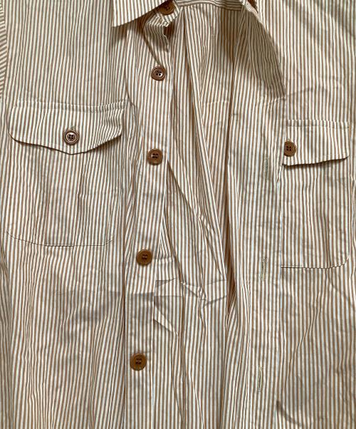 DRIES VAN NOTEN（ドリスヴァンノッテン）DRIES VAN NOTEN (ドリスヴァンノッテン) 長袖シャツ ブラウン×ホワイト サイズ:44の古着・服飾アイテム