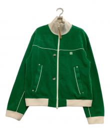 SATUR（セター）の古着「ブルゾン　ハゼンベルベットショートトラックジャケット」｜グリーン×ホワイト