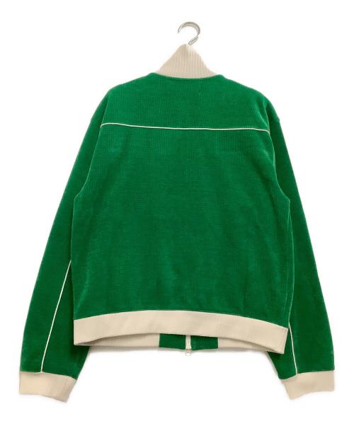 SATUR（セター）SATUR (セター) ブルゾン　ハゼンベルベットショートトラックジャケット グリーン×ホワイト サイズ:Lの古着・服飾アイテム