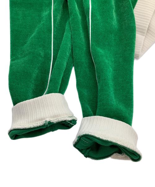 SATUR（セター）SATUR (セター) ブルゾン　ハゼンベルベットショートトラックジャケット グリーン×ホワイト サイズ:Lの古着・服飾アイテム