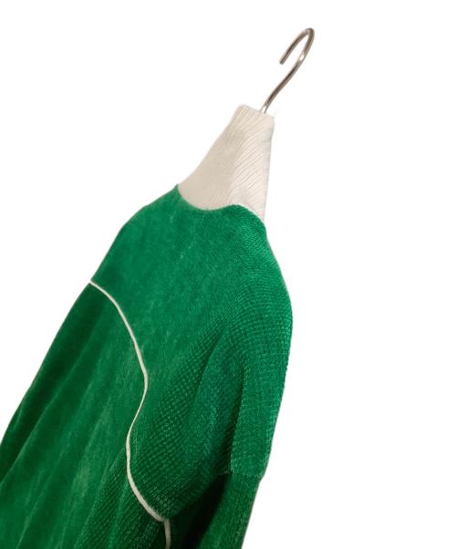 SATUR（セター）SATUR (セター) ブルゾン　ハゼンベルベットショートトラックジャケット グリーン×ホワイト サイズ:Lの古着・服飾アイテム