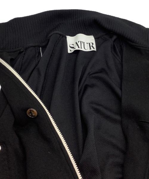 SATUR（セター）SATUR (セター) トラックジャケット ブラック×ホワイト サイズ:Mの古着・服飾アイテム
