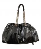 BADGIGIバッドジジ）の古着「チェーンショルダーバッグ チェーン スクエア ドローストリング」｜ブラック×シルバー