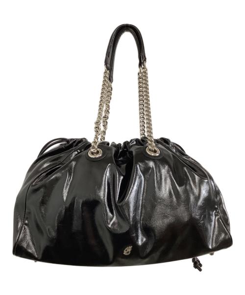 BADGIGI（バッドジジ）BADGIGI (バッドジジ) チェーンショルダーバッグ チェーン スクエア ドローストリング ブラック×シルバーの古着・服飾アイテム