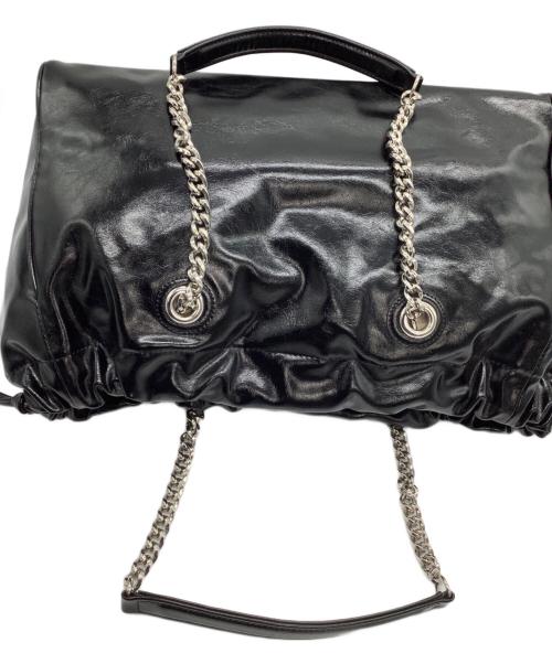 BADGIGI（バッドジジ）BADGIGI (バッドジジ) チェーンショルダーバッグ チェーン スクエア ドローストリング ブラック×シルバーの古着・服飾アイテム