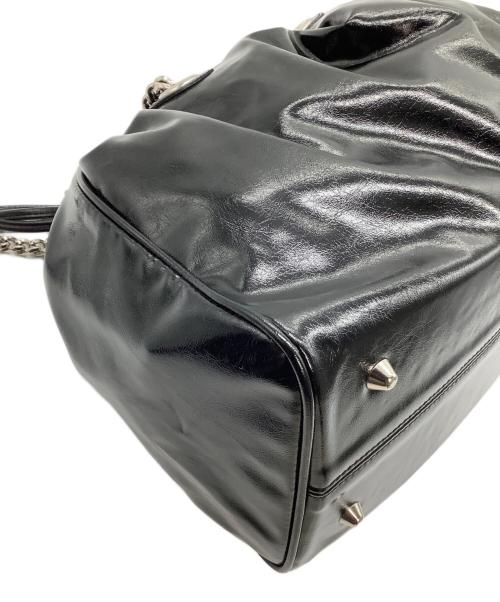 BADGIGI（バッドジジ）BADGIGI (バッドジジ) チェーンショルダーバッグ チェーン スクエア ドローストリング ブラック×シルバーの古着・服飾アイテム