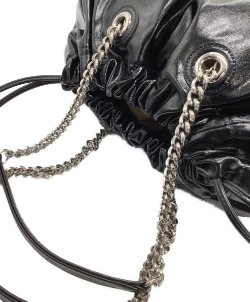 BADGIGI（バッドジジ）BADGIGI (バッドジジ) チェーンショルダーバッグ チェーン スクエア ドローストリング ブラック×シルバーの古着・服飾アイテム