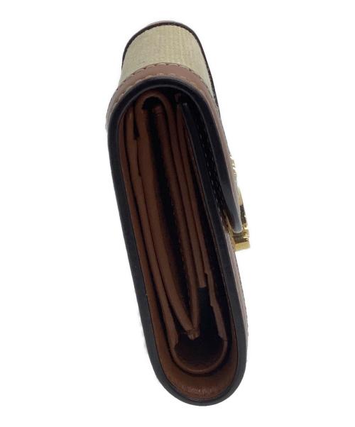 CELINE（セリーヌ）CELINE (セリーヌ) 3つ折り財布　スモール フラップウォレット トリオンフ ベージュ×ブラウンの古着・服飾アイテム