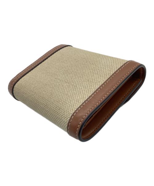 CELINE（セリーヌ）CELINE (セリーヌ) 3つ折り財布　スモール フラップウォレット トリオンフ ベージュ×ブラウンの古着・服飾アイテム