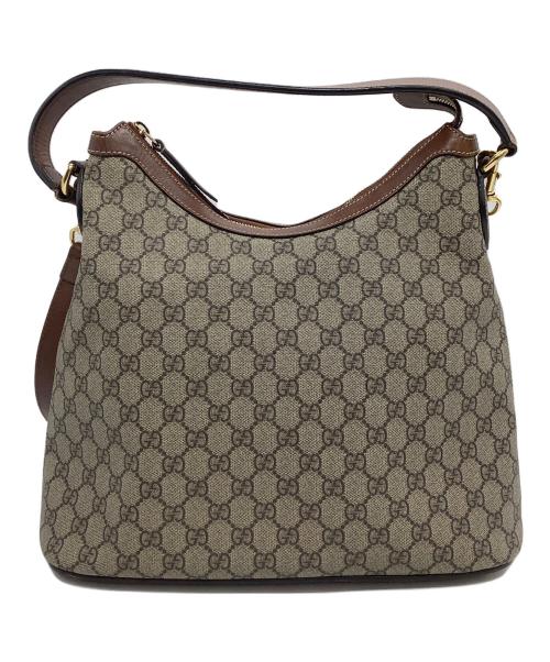 GUCCI（グッチ）GUCCI (グッチ) 2WAYショルダーバッグ　GGスプリーム　ホーボー ブラウンの古着・服飾アイテム