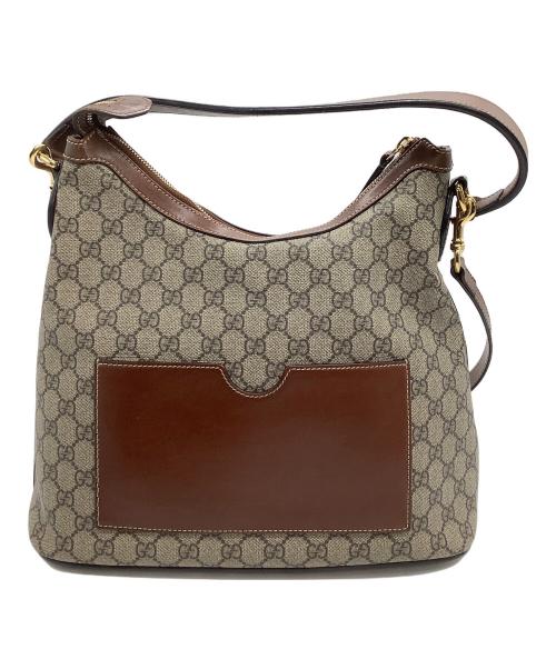 GUCCI（グッチ）GUCCI (グッチ) 2WAYショルダーバッグ　GGスプリーム　ホーボー ブラウンの古着・服飾アイテム