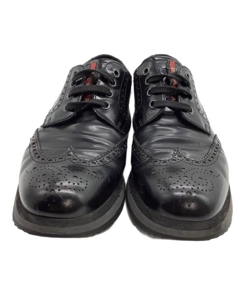 PRADA（プラダ）PRADA (プラダ) ウィングチップシューズ メダリオン ブラック サイズ: 6 1/2の古着・服飾アイテム