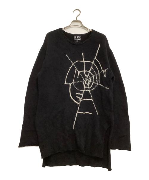 BLACK Scandal Yohji Yamamoto（ブラックスキャンダルヨウジヤマモト）BLACK Scandal Yohji Yamamoto (ブラックスキャンダルヨウジヤマモト) 厚手ニット　蜘蛛の巣　18AW ブラック サイズ:Lの古着・服飾アイテム
