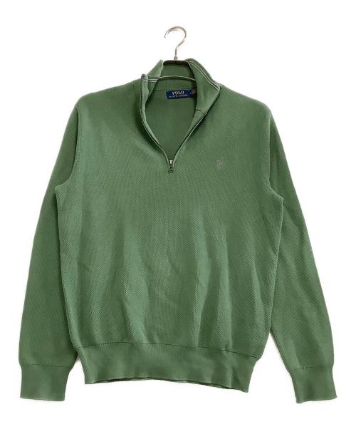 POLO RALPH LAUREN（ポロ・ラルフローレン）POLO RALPH LAUREN (ポロ・ラルフローレン) 薄手ニット　ハーフジップ グリーン サイズ:M 未使用品の古着・服飾アイテム