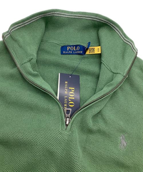 POLO RALPH LAUREN（ポロ・ラルフローレン）POLO RALPH LAUREN (ポロ・ラルフローレン) 薄手ニット　ハーフジップ グリーン サイズ:M 未使用品の古着・服飾アイテム