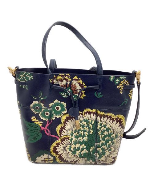 TORY BURCH（トリーバーチ）TORY BURCH (トリーバーチ) ショルダーバッグ　ブロックT　花柄 ネイビーの古着・服飾アイテム