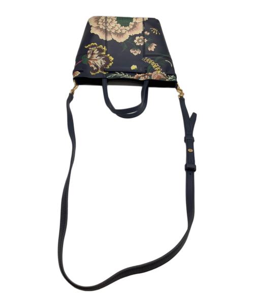 TORY BURCH（トリーバーチ）TORY BURCH (トリーバーチ) ショルダーバッグ　ブロックT　花柄 ネイビーの古着・服飾アイテム