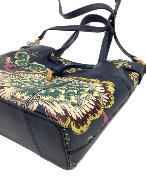 TORY BURCH（トリーバーチ）TORY BURCH (トリーバーチ) ショルダーバッグ　ブロックT　花柄 ネイビーの古着・服飾アイテム