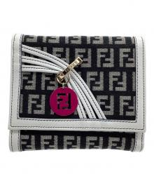 FENDI（フェンディ）の古着「3つ折り財布 ズッキーノ」｜ブラック×ホワイト