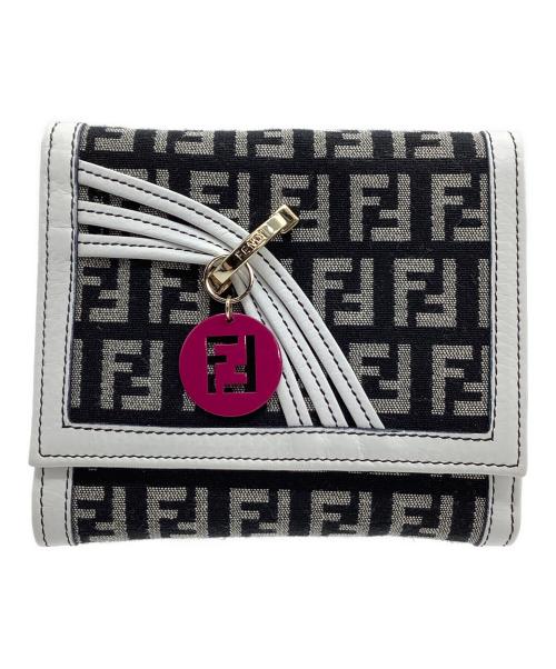 FENDI（フェンディ）FENDI (フェンディ) 3つ折り財布 ズッキーノ ブラック×ホワイトの古着・服飾アイテム
