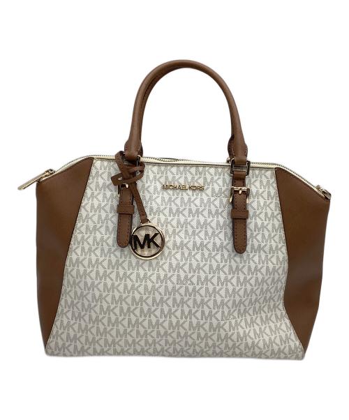 MICHAEL KORS（マイケル・コース）MICHAEL KORS (マイケル・コース) 2WAYハンドバッグ ブラウン×ホワイトの古着・服飾アイテム