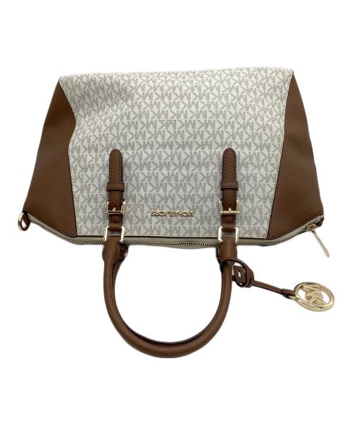 MICHAEL KORS（マイケル・コース）MICHAEL KORS (マイケル・コース) 2WAYハンドバッグ ブラウン×ホワイトの古着・服飾アイテム