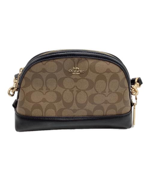 COACH（コーチ）COACH (コーチ) ショルダーバッグ　シグネチャー ブラウン×ブラックの古着・服飾アイテム