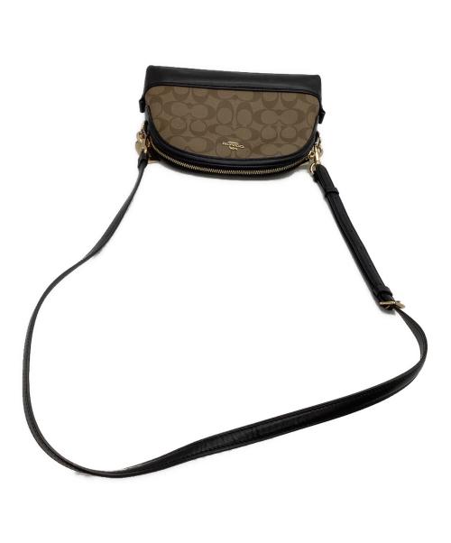 COACH（コーチ）COACH (コーチ) ショルダーバッグ　シグネチャー ブラウン×ブラックの古着・服飾アイテム