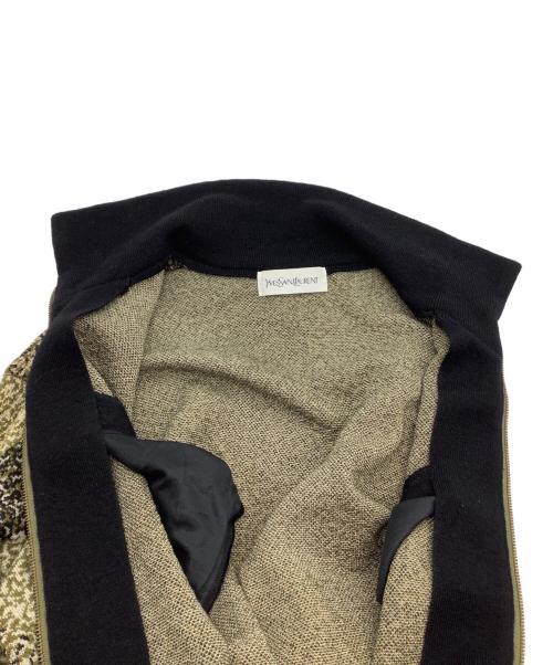 Yves Saint Laurent（イヴサンローラン）Yves Saint Laurent (イヴサンローラン) ウールジップジャケット カーキ×ブラック サイズ:Mの古着・服飾アイテム