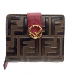 FENDI（フェンディ）の古着「2つ折り財布 エフイズ」｜ブラウン×レッド