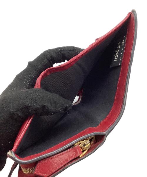 FENDI（フェンディ）FENDI (フェンディ) 2つ折り財布 エフイズ ブラウン×レッドの古着・服飾アイテム