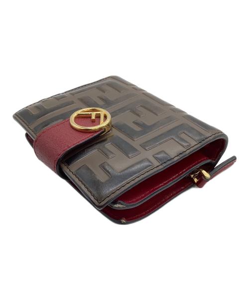FENDI（フェンディ）FENDI (フェンディ) 2つ折り財布 エフイズ ブラウン×レッドの古着・服飾アイテム
