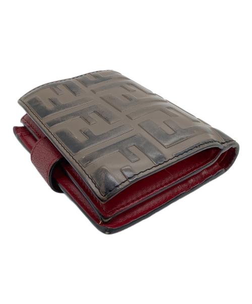 FENDI（フェンディ）FENDI (フェンディ) 2つ折り財布 エフイズ ブラウン×レッドの古着・服飾アイテム