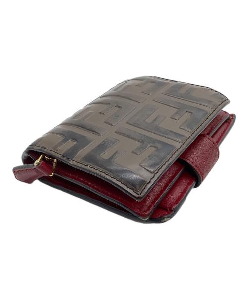 FENDI（フェンディ）FENDI (フェンディ) 2つ折り財布 エフイズ ブラウン×レッドの古着・服飾アイテム