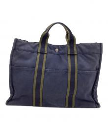 HERMES（エルメス）の古着「トートバッグ フールトゥMM」｜ネイビー×グリーン