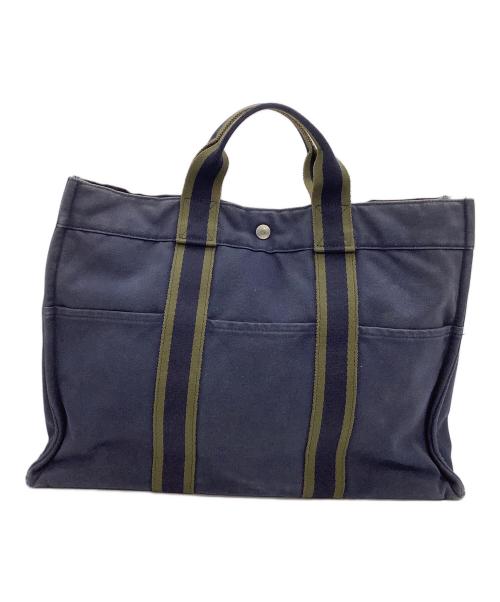 HERMES（エルメス）HERMES (エルメス) トートバッグ フールトゥMM ネイビー×グリーンの古着・服飾アイテム