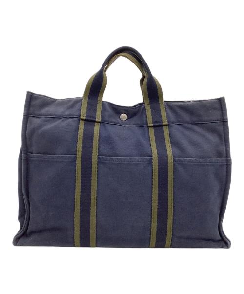 HERMES（エルメス）HERMES (エルメス) トートバッグ フールトゥMM ネイビー×グリーンの古着・服飾アイテム