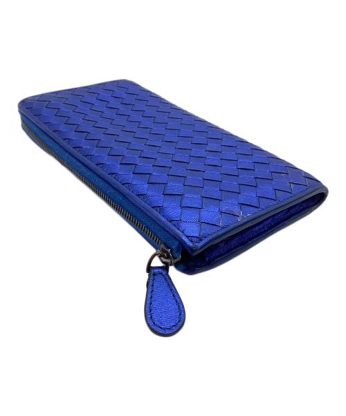 BOTTEGA VENETA（ボッテガベネタ）BOTTEGA VENETA (ボッテガベネタ) 長財布 イントレチャート ブルーの古着・服飾アイテム