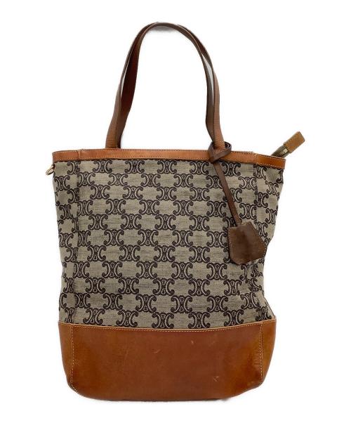 CELINE（セリーヌ）CELINE (セリーヌ) トートバッグ　	トリオンフ ベージュ×ブラウンの古着・服飾アイテム